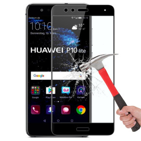 Скрийн протектор от закалено стъкло за 3D FULL SCREEN  Full Glue напълно залепващ за Huawei P10 Lite с черен кант